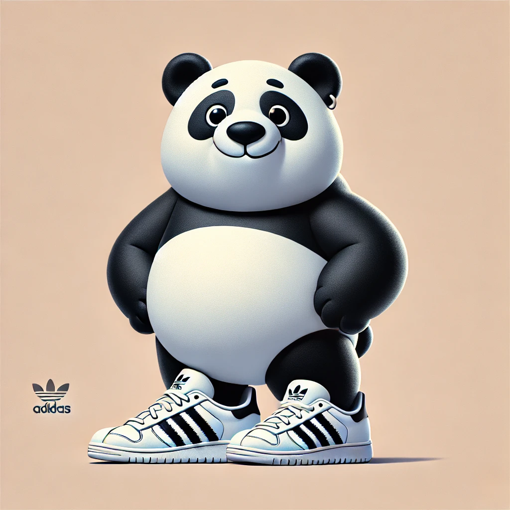 Panda portant des Adidas